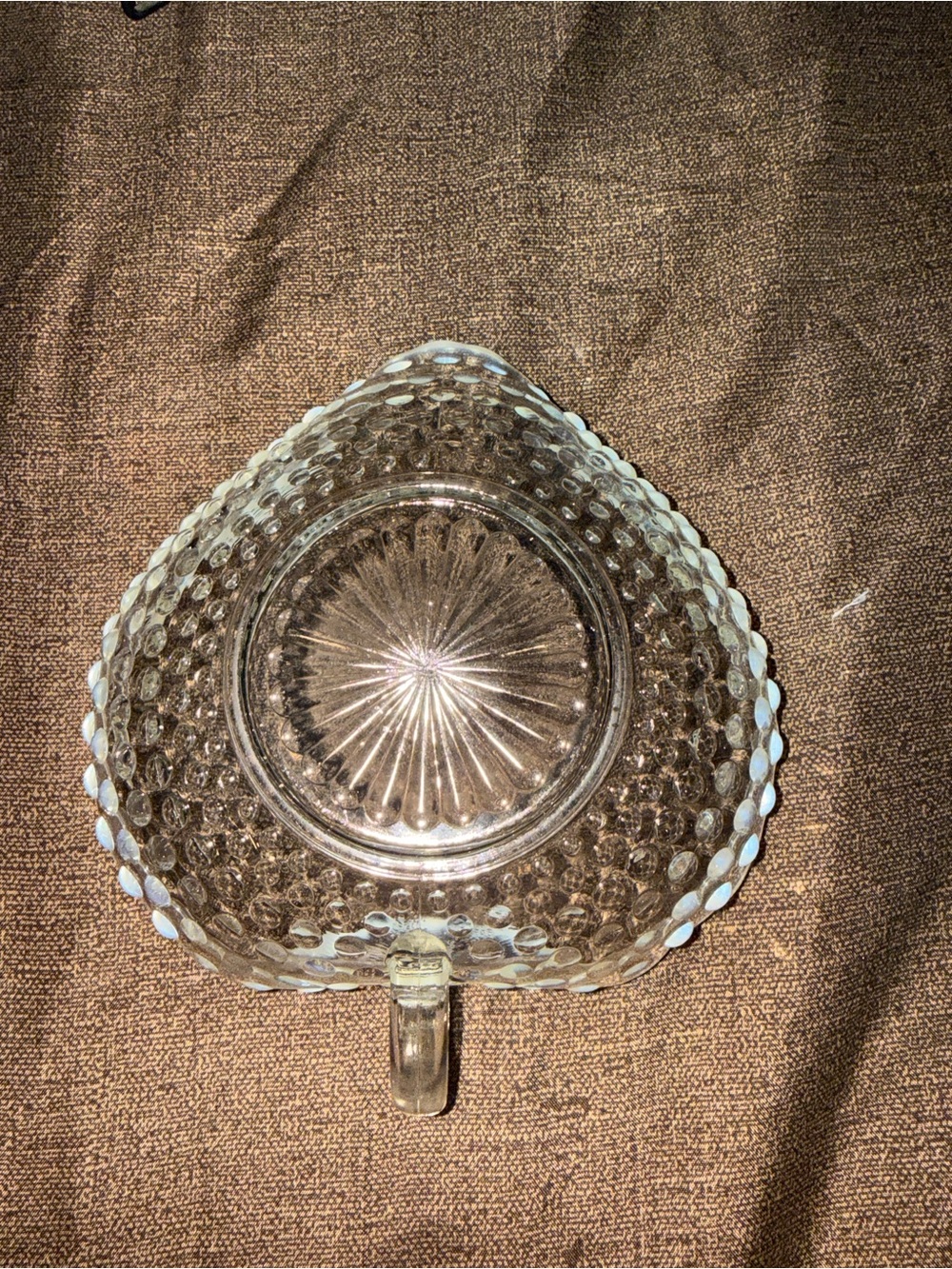 Vintage Hobnail Opalescent Milk Glass Handled Berry Bowl - Picture 3 of 6